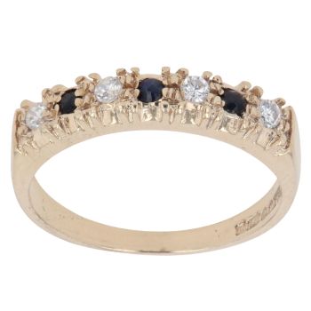 9ct Yellow Gold Sapphire and Cubic Zirconia Ring