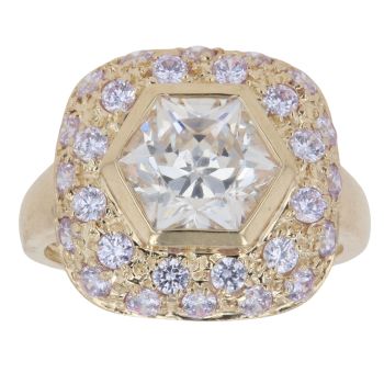 14ct Yellow Gold Lilac and Colourless Cubic Zirconia Fancy Ring