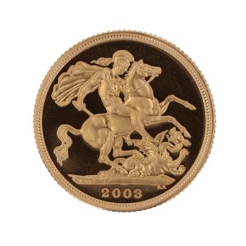 2003 Elizabeth II Fourth Portrait UK Full Sovereign Coin Boxed with Proof