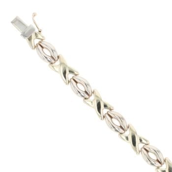 9ct Yellow And White Gold Fancy Bracelet 7"
