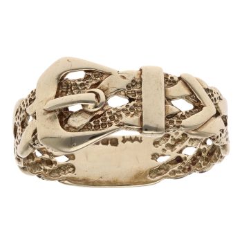 9ct Yellow Gold Patterned Buckle Ring