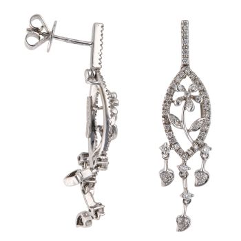 18ct White Gold 0.55ct Brilliant Cut Diamond Flower Drop Earrings