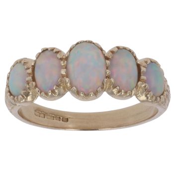 9ct Yellow Gold Opal Five Stone Ring