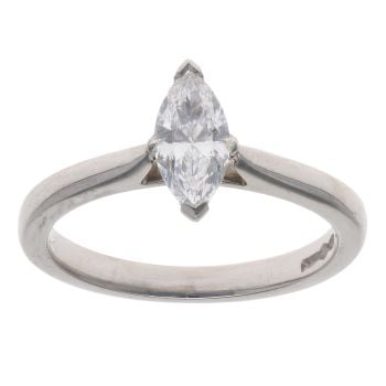 Platinum 0.45ct Marquise Cut Diamond Solitaire Ring
