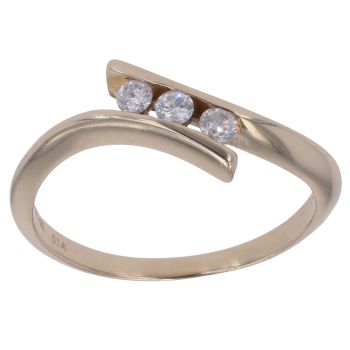 9ct Yellow Gold 0.15ct Brilliant Cut Diamond Twist Trilogy Ring