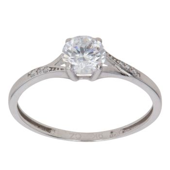 9ct White Gold Cubic Zirconia Solitaire Fancy Ring