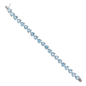 9ct White Gold Aquamarine Bracelet 7.5"