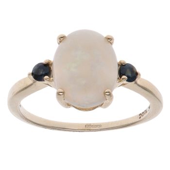 9ct Yellow Gold Sapphire and Opal Ring