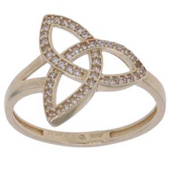 9ct Yellow Gold Cubic Zirconia Celtic Knot Ring
