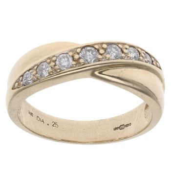 9ct Yellow Gold 0.25ct Brilliant Cut Diamond Crossover Ring