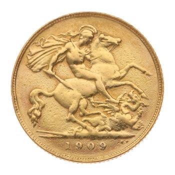 1909 Edward VII Large Head UK Half Sovereign Coin