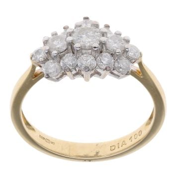 18ct Yellow Gold 1.00ct Diamond Cluster Ring
