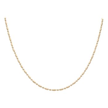 9ct Yellow Gold Barrel and Bead Chain 16"