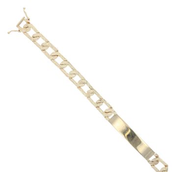 9ct Yellow Gold Textured ID Bracelet 8"