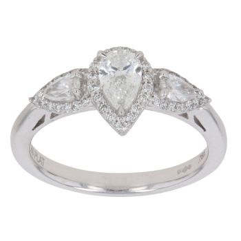 Platinum 0.76ct Pear and Brilliant Cut Diamond Cluster Ring