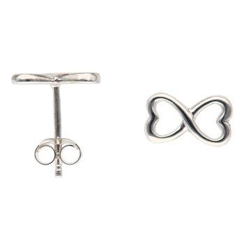 Silver Infinity Heart Stud Earrings