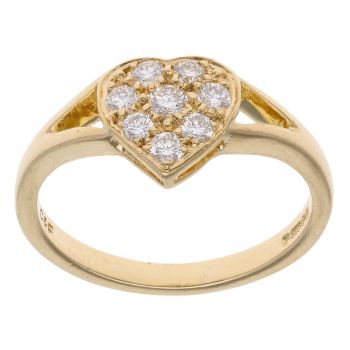 18ct Yellow Gold 0.25ct Brilliant Cut Diamond Heart Ring