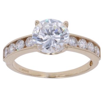 14ct Yellow Gold Cubic Zirconia Single Stone Ring