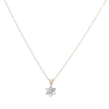 18ct Yellow Gold 0.35ct Brilliant Cut Diamond Cluster Pendant and Chain 18"