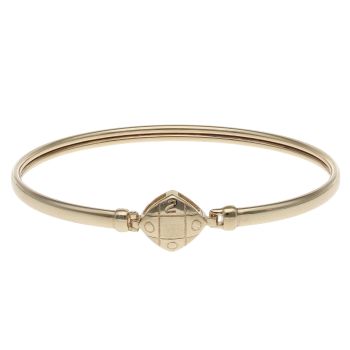 9ct Yellow Gold Square Patterned Hinged Bangle