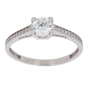 9ct White Gold Cubic Zirconia Single Stone Ring