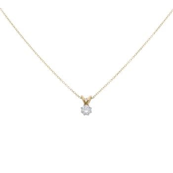 18ct Yellow Gold 0.33ct Brilliant Cut Diamond Solitaire Pendant and Chain 18"