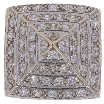 9ct Yellow Gold Cubic Zirconia Pyramid Signet Ring