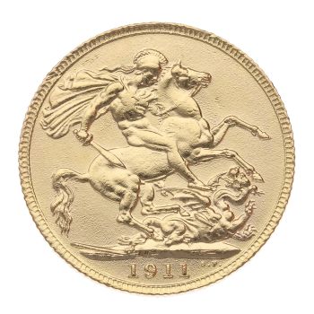 1911 George V Large Head UK Full Sovereign Coin
