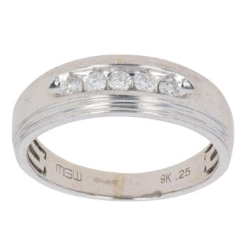 9ct White Gold 0.25ct Brilliant Cut Diamond Five Stone Ring
