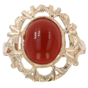 9ct Yellow Gold Carnelian Single Stone Ring