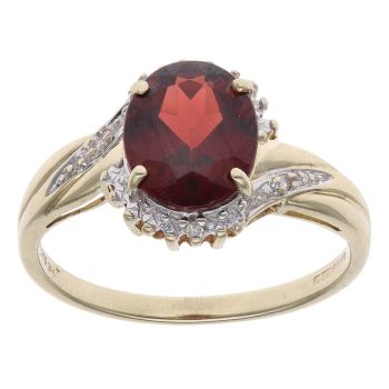 9ct Yellow Gold 0.05ct Diamond and Garnet Cluster Ring