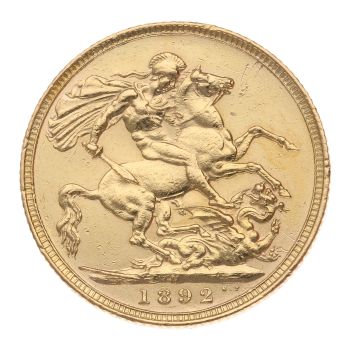 1892 Victoria Jubilee Head Australia Full Sovereign Coin