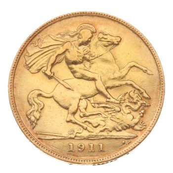 1911 George V Large Head UK Half Sovereign Coin