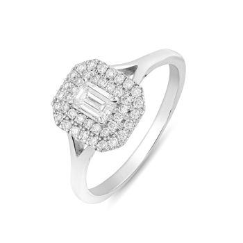 9ct White Gold 0.55ct Emerald Cut Lab Grown Diamond Ring