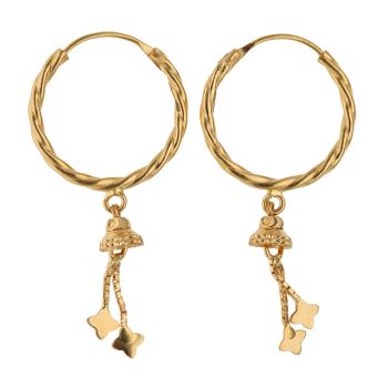 22ct Yellow Gold Tassel Hoop Earrings