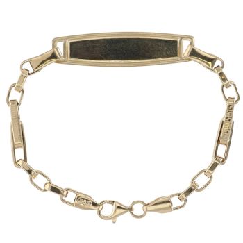 14ct Yellow Gold Children's Greek Key ID Bracelet 5.5"