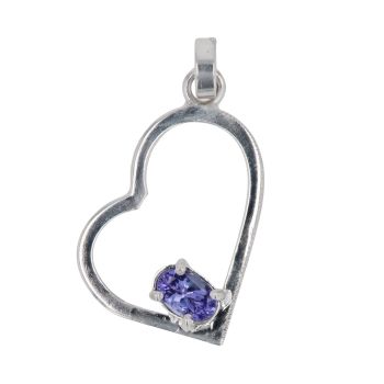 9ct White Gold Amethyst Heart Pendant
