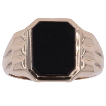 9ct Yellow Gold Square Onyx Signet Ring