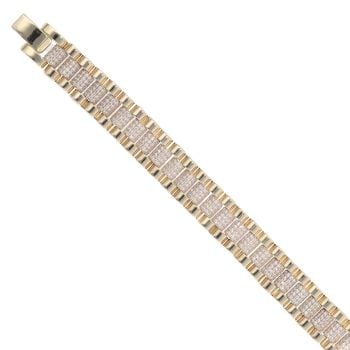 9ct Yellow Gold Cubic Zirconia Watch Style Strap Bracelet 8"