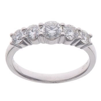 18ct White Gold 1.17ct Brilliant Cut Diamond Five Stone Ring