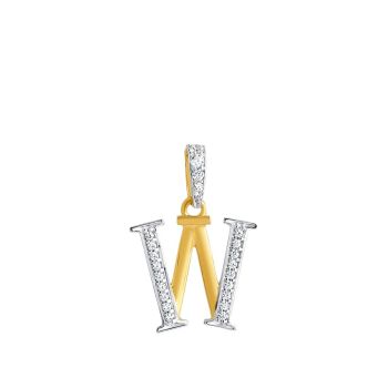 22ct Yellow Gold Intitial W Cubic Zirconia Pendant