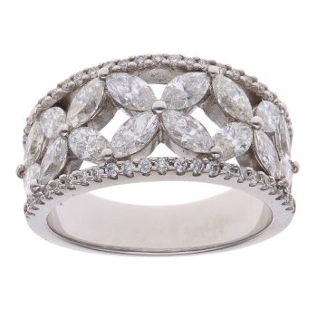 18ct White Gold 1.97ct Marquise and Brilliant Cut Diamond Fancy Ring