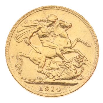 1914 George V Large Head UK Full Sovereign Coin