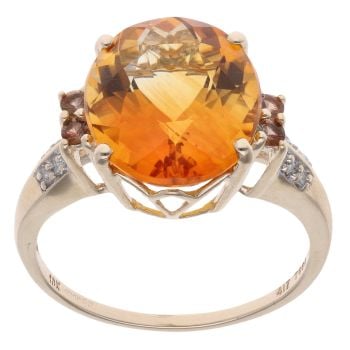 9ct Yellow Gold 0.05ct Diamond And Citrine Ring