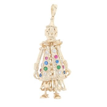 9ct Yellow Gold Multi-Gemstone Clown Pendant