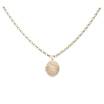 9ct Yellow Gold Locket Pendant and Belcher Chain 22"