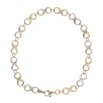 9ct Yellow and White Gold Infinity Bracelet 7"