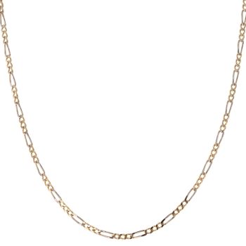 18ct Yellow and White Gold Figaro Chain 22"