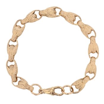 9ct Yellow Gold Patterned Tulip Bracelet 9"