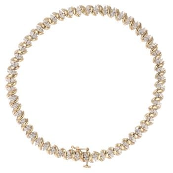 9ct Yellow Gold 1.00ct Brilliant Cut Diamond Bracelet 7"